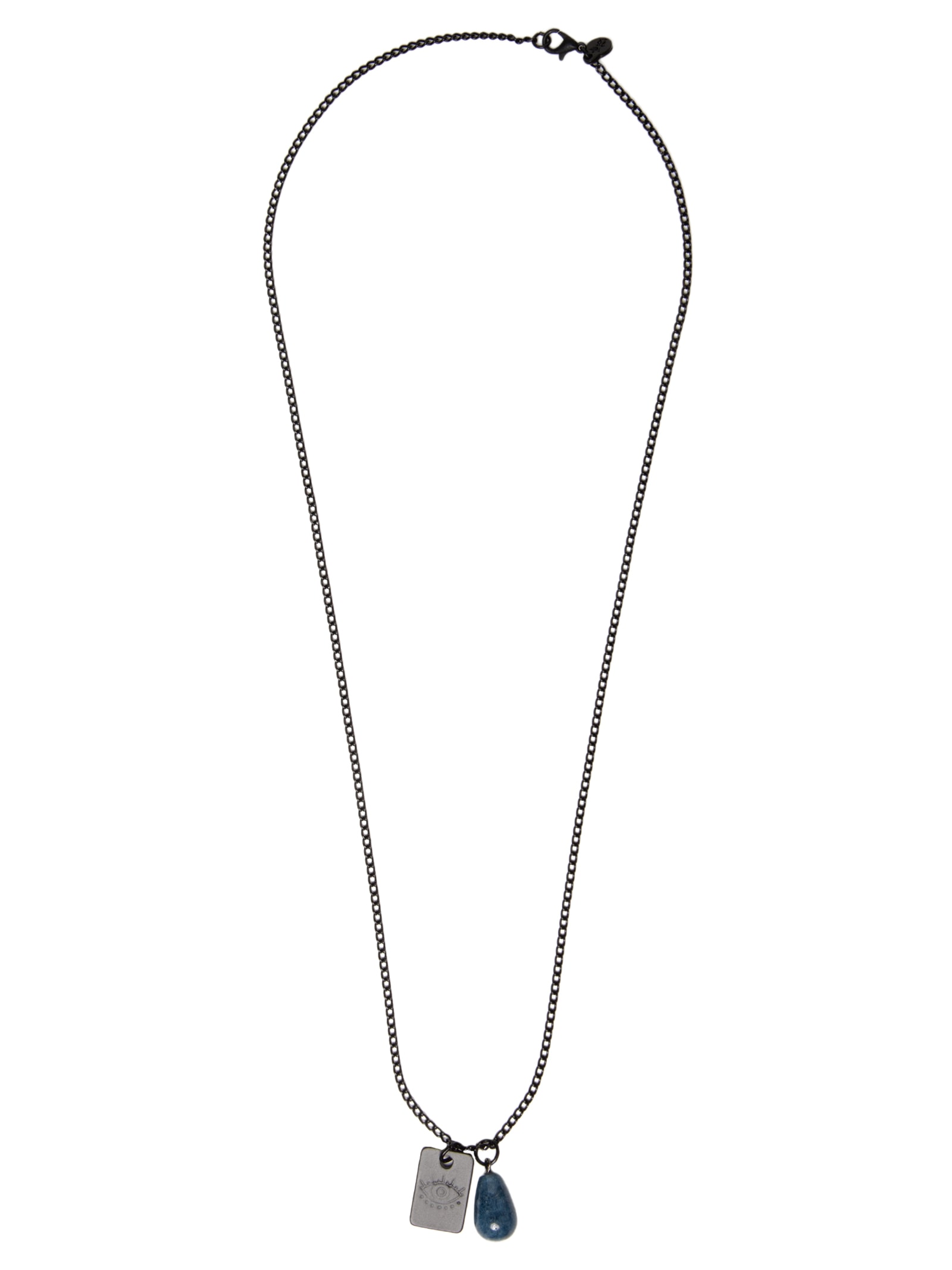 Colar Masculino Placa Olho Grego E Pedra Preto Sergio K