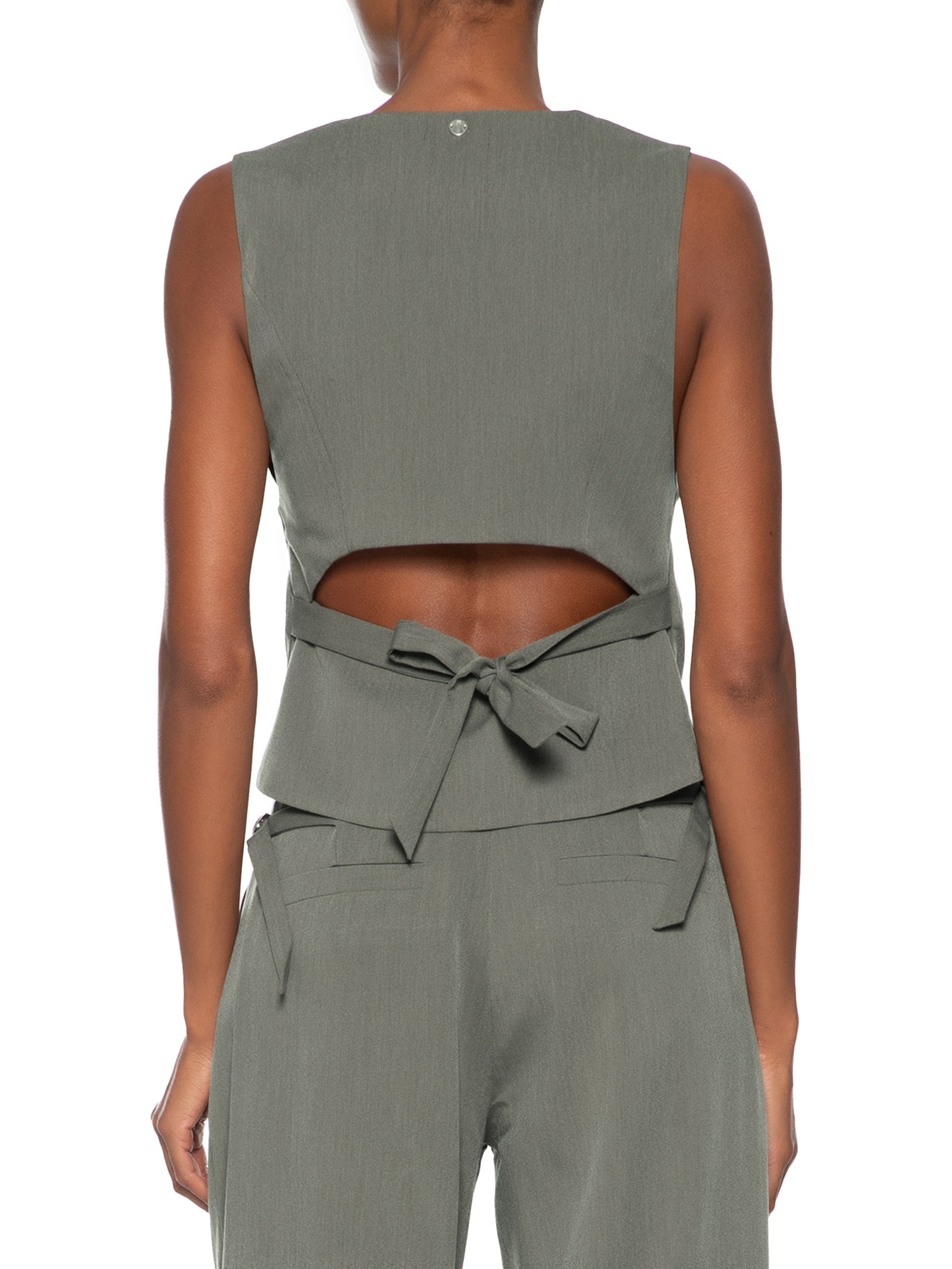 Colete Feminino Alfaiataria Abertura Costas Cinza Animale Jeans