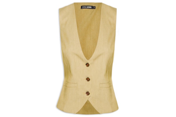 Colete Feminino Alfaiataria Abertura Costas - Marrom