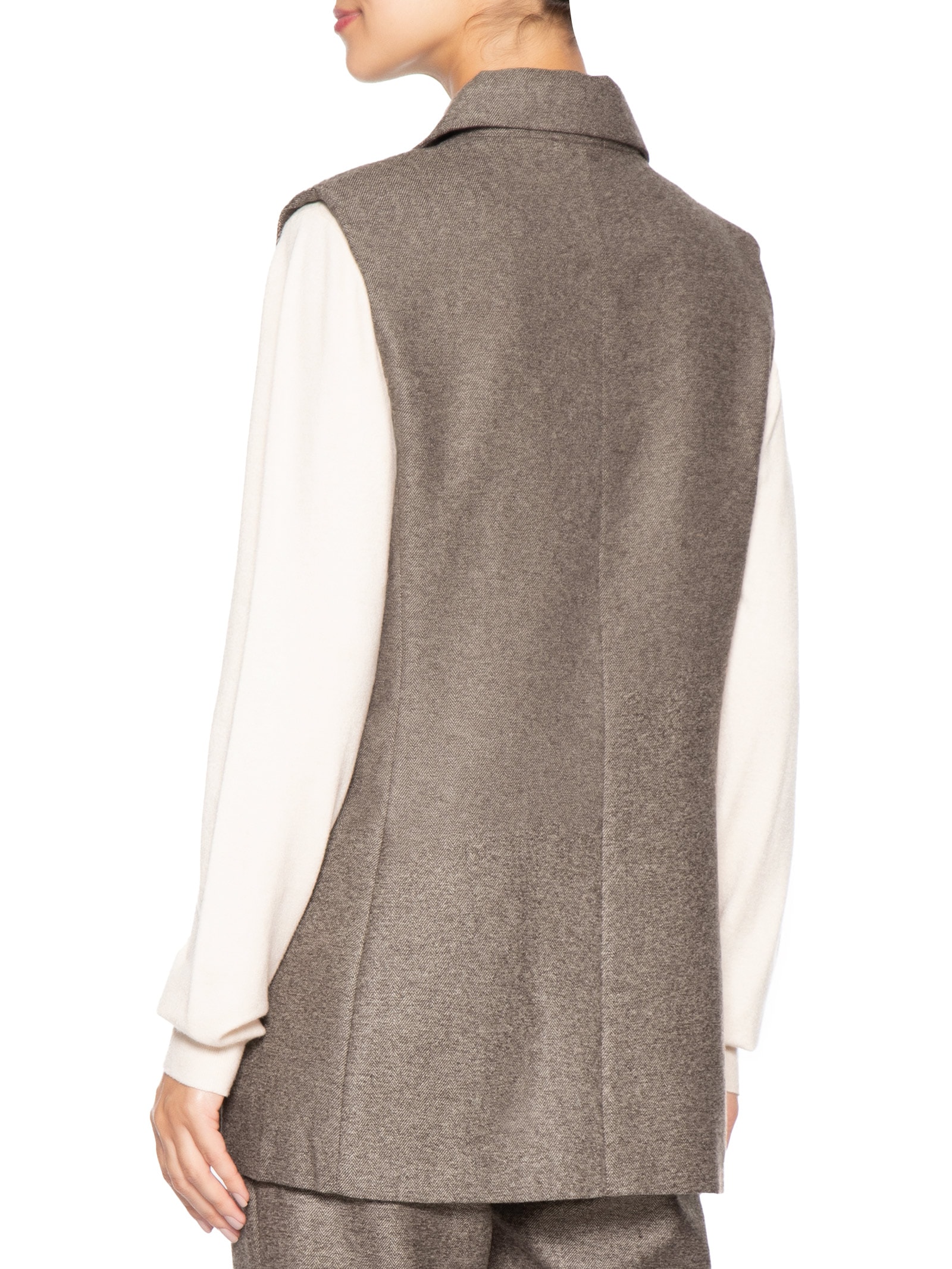 Colete Feminino Alfaiataria Alongada Bege Basiq