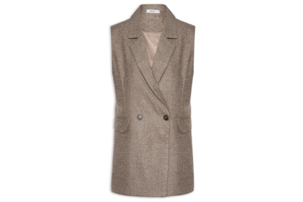 Colete Feminino Alfaiataria Alongada - Bege