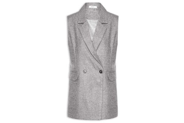 Colete Feminino Alfaiataria Alongada - Cinza