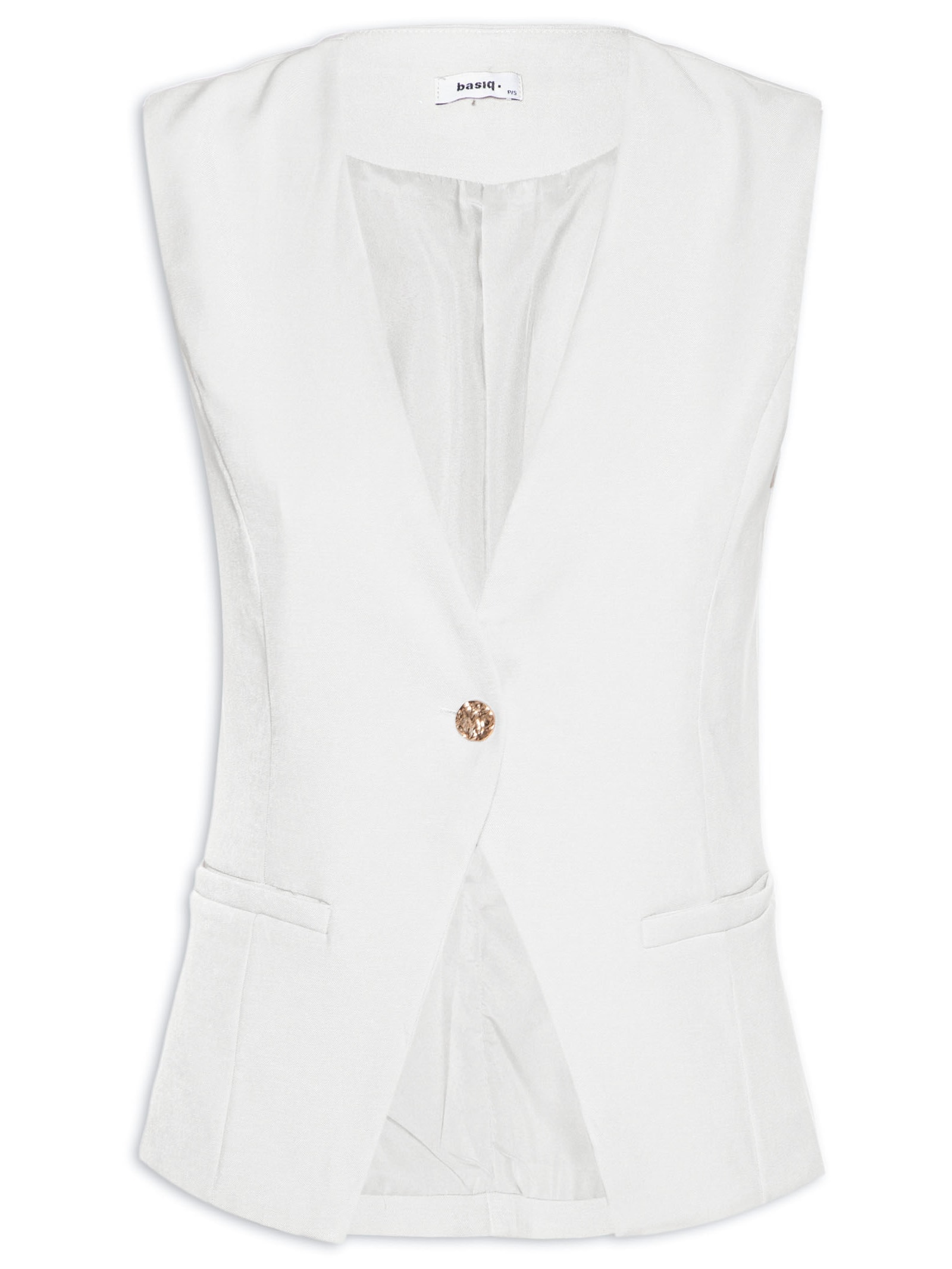 Colete Feminino Alfaiataria Alongado Off White Basiq