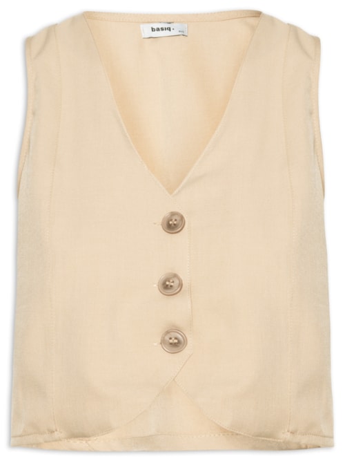Colete Feminino Alfaiataria Básico – Bege