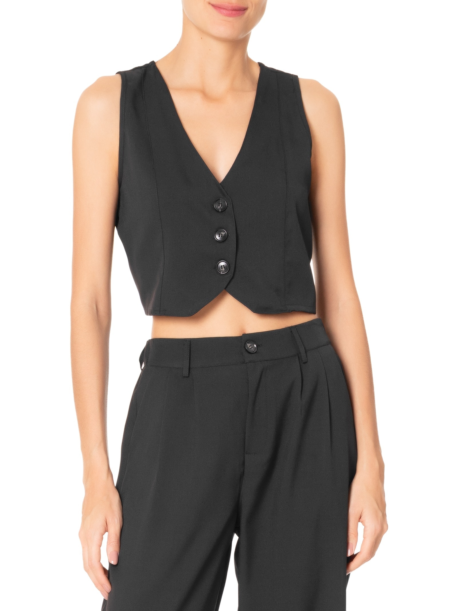 Colete Feminino Alfaiataria Básico Preto Basiq