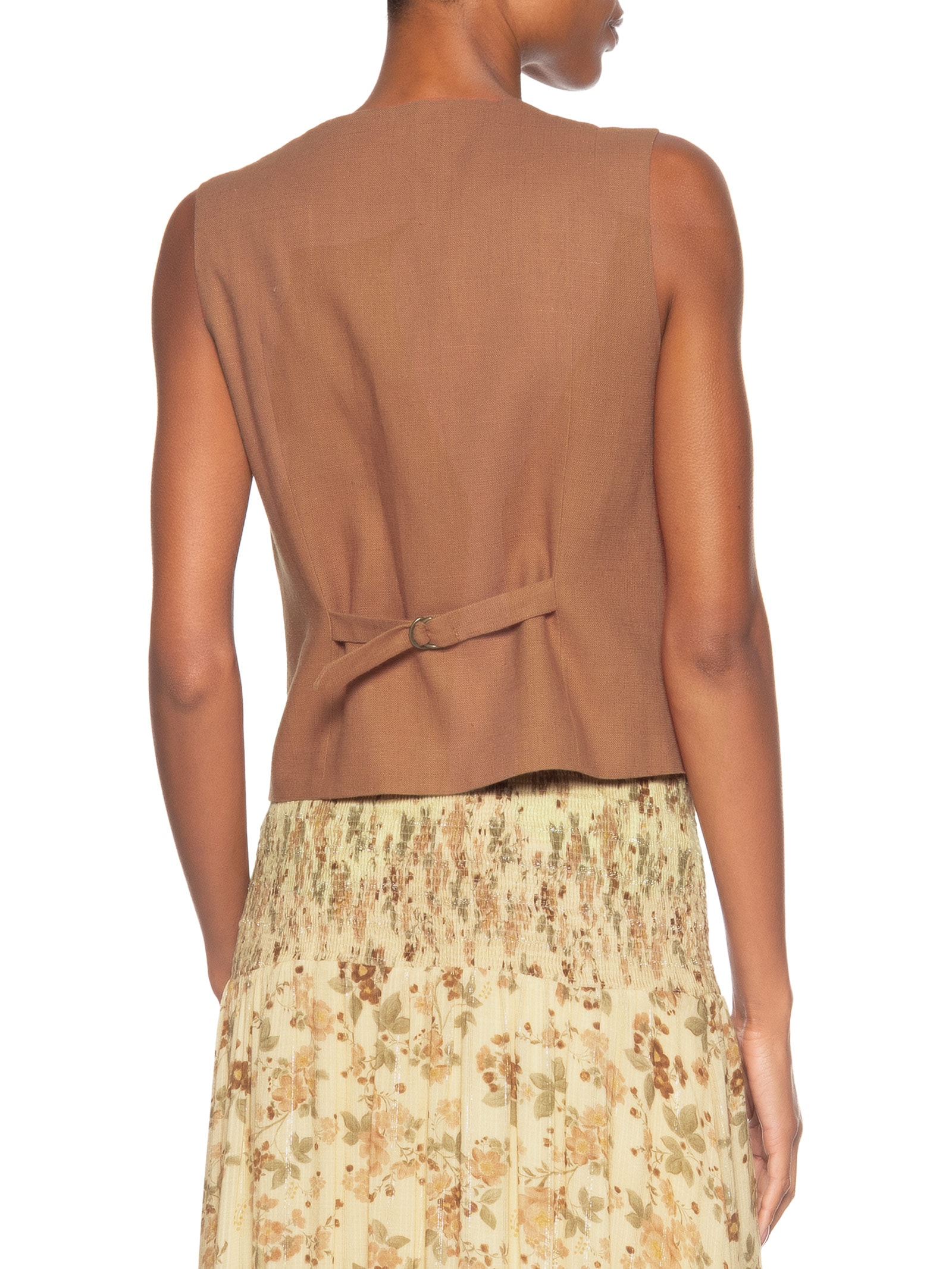 Colete Feminino Alfaiataria Bolso Chaton Marrom Maria Filó