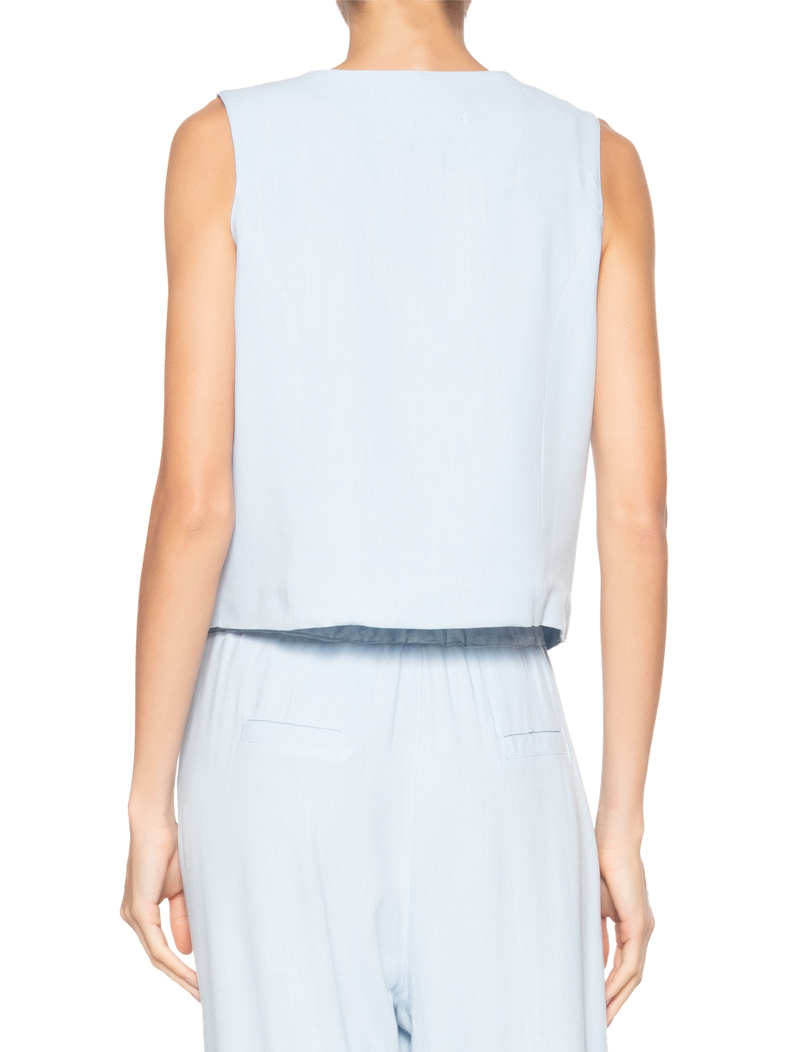 Colete Feminino Alfaiataria Com Linho Azul Basiq