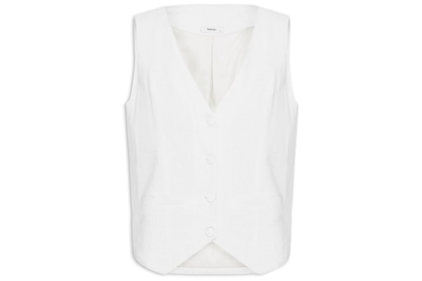 Colete Feminino Alfaiataria Com Linho - Branco