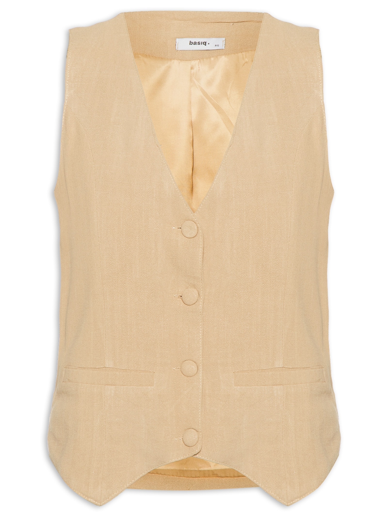 Colete Feminino Alfaiataria Com Linho Marrom Basiq