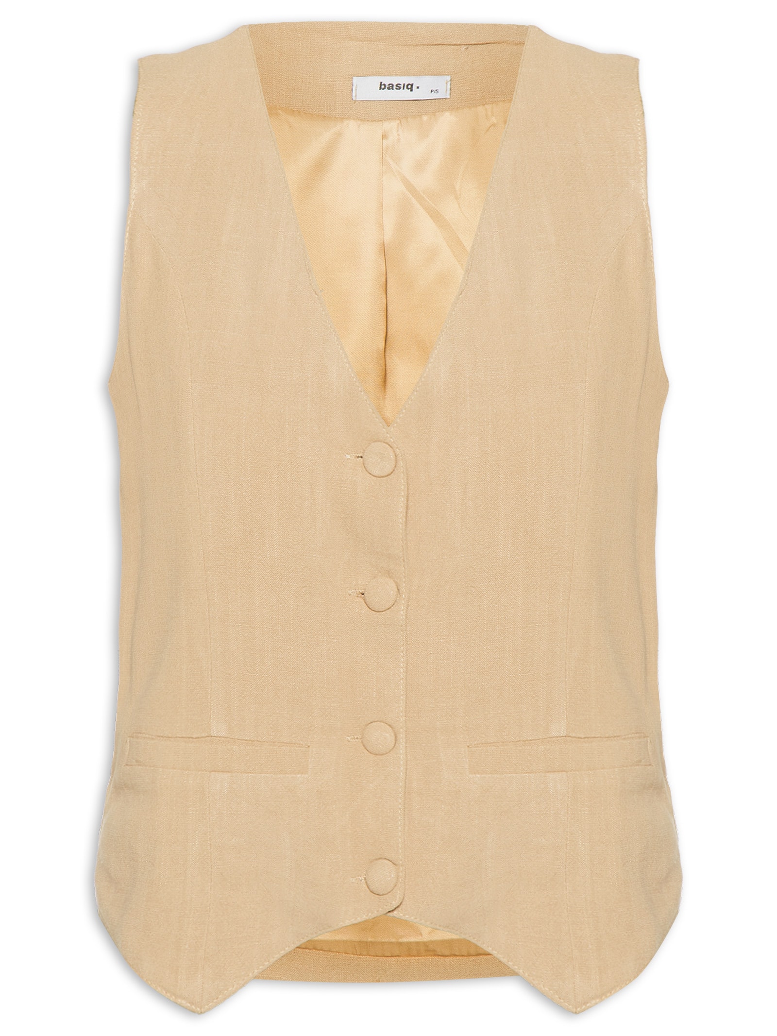 Colete Feminino Alfaiataria Com Linho Marrom Basiq