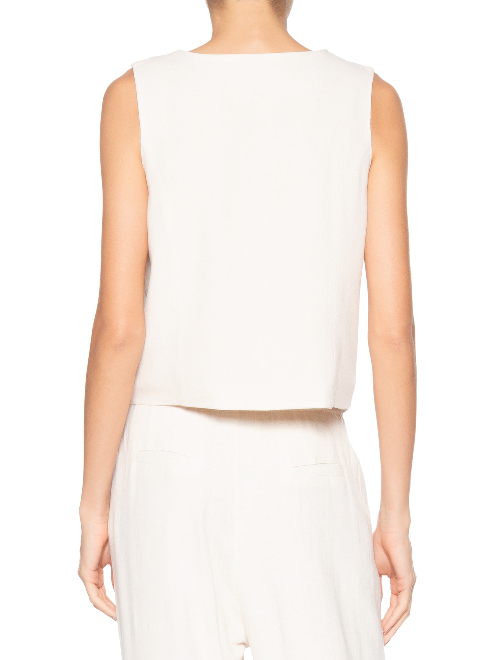 Colete Feminino Alfaiataria Com Linho Off White Basiq