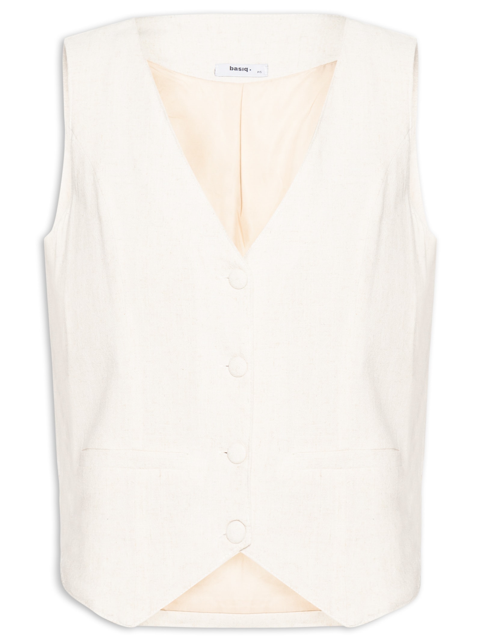 Colete Feminino Alfaiataria Com Linho Off White Basiq