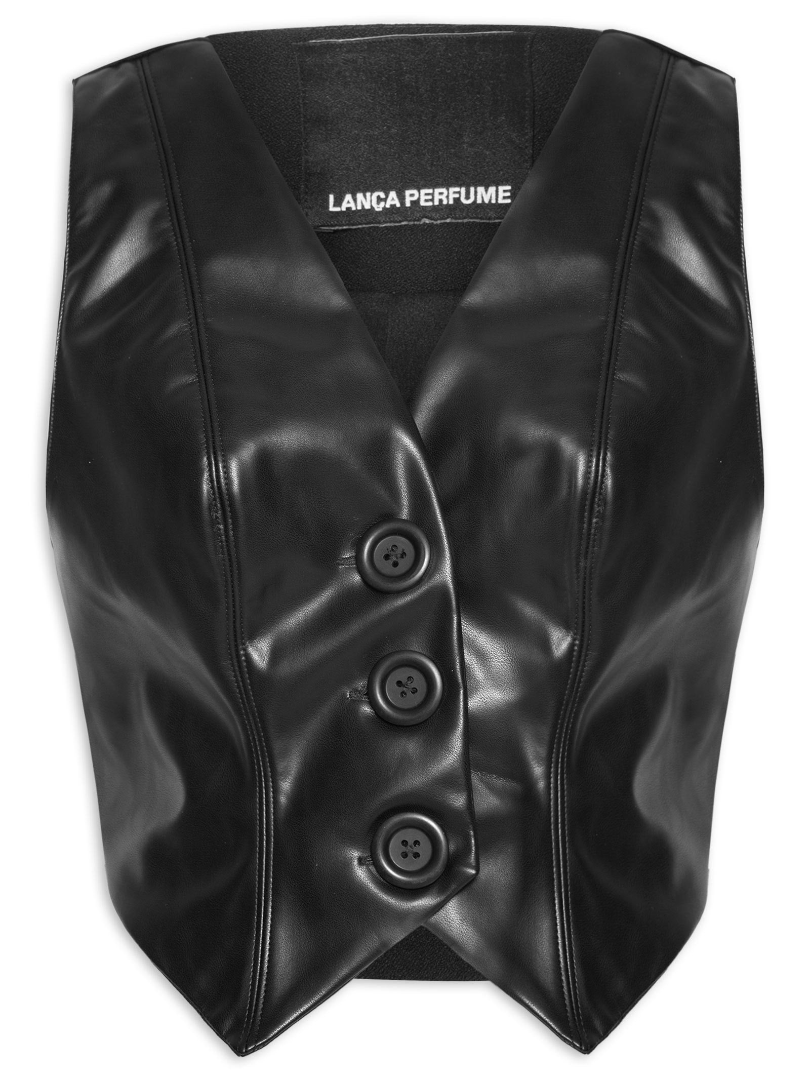 Colete Feminino Alfaiataria Decote V Preto Lança Perfume