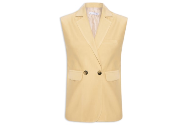 Colete Feminino Alfaiataria Estruturado Com Ombreiras - Bege