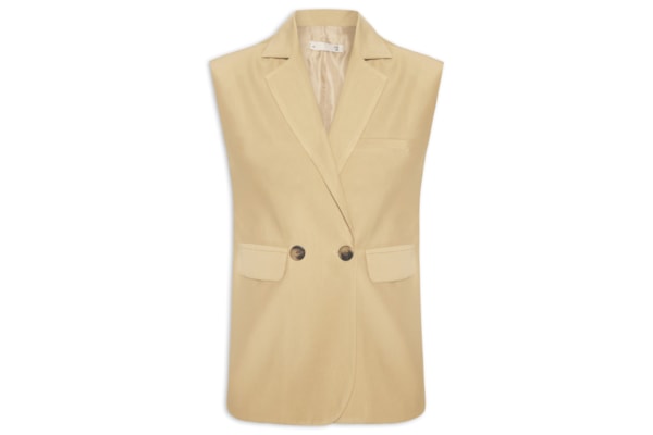 Colete Feminino Alfaiataria Estruturado Com Ombreiras - Bege