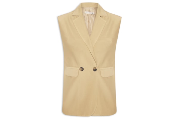 Colete Feminino Alfaiataria Estruturado Com Ombreiras - Bege