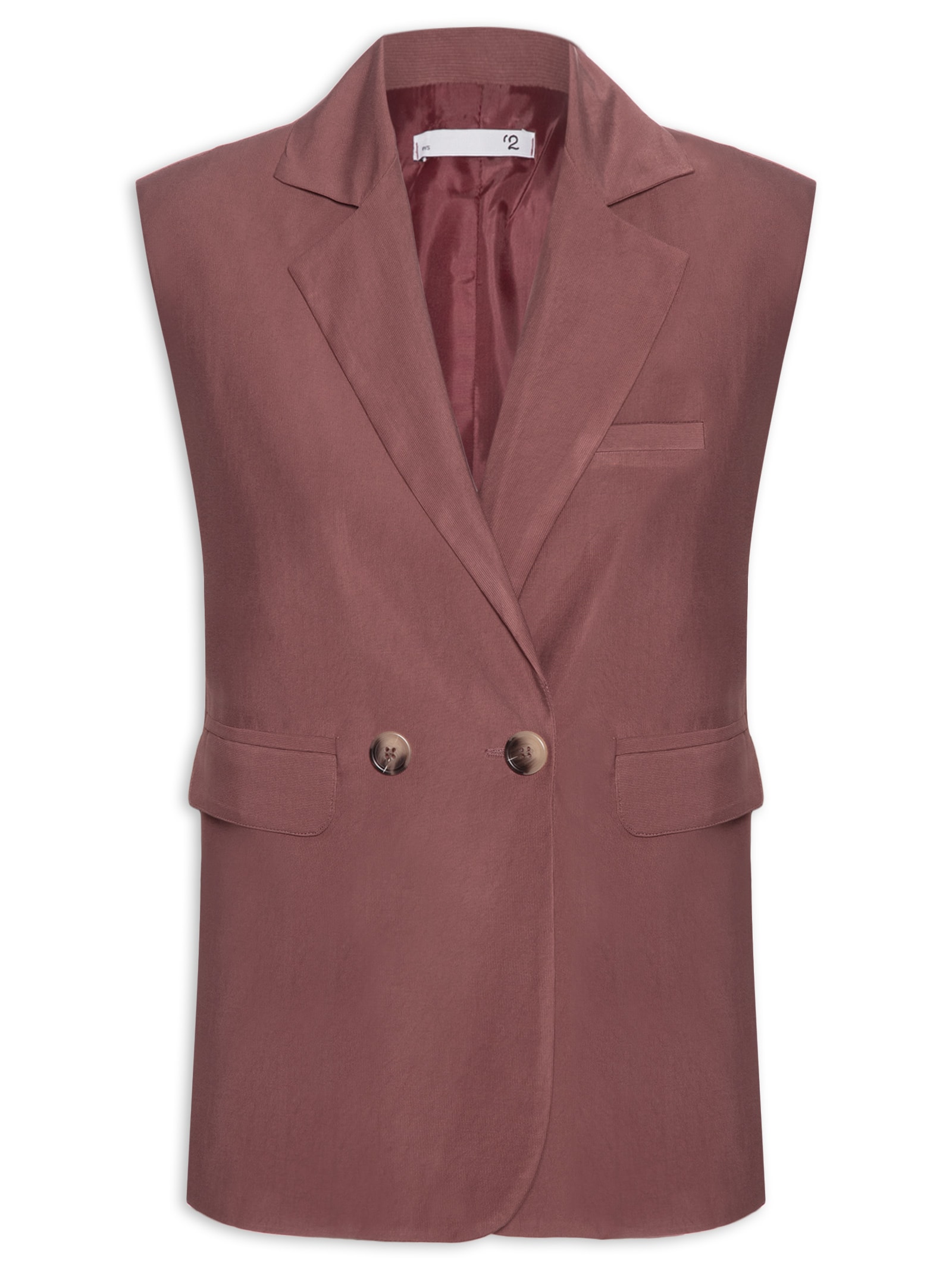 Colete Feminino Alfaiataria Estruturado Com Ombreiras Vermelho '2Essential