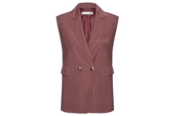 Colete Feminino Alfaiataria Estruturado Com Ombreiras - Vermelho