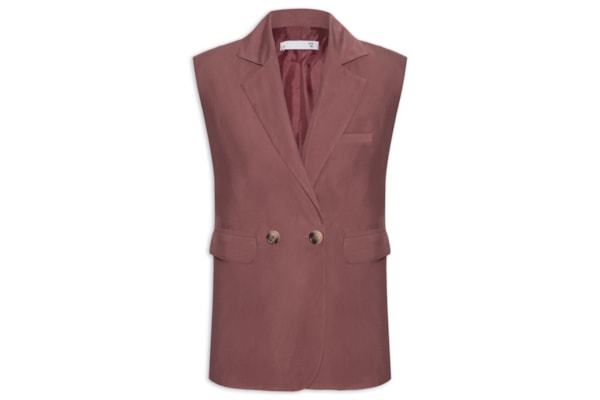 Colete Feminino Alfaiataria Estruturado Com Ombreiras - Vermelho