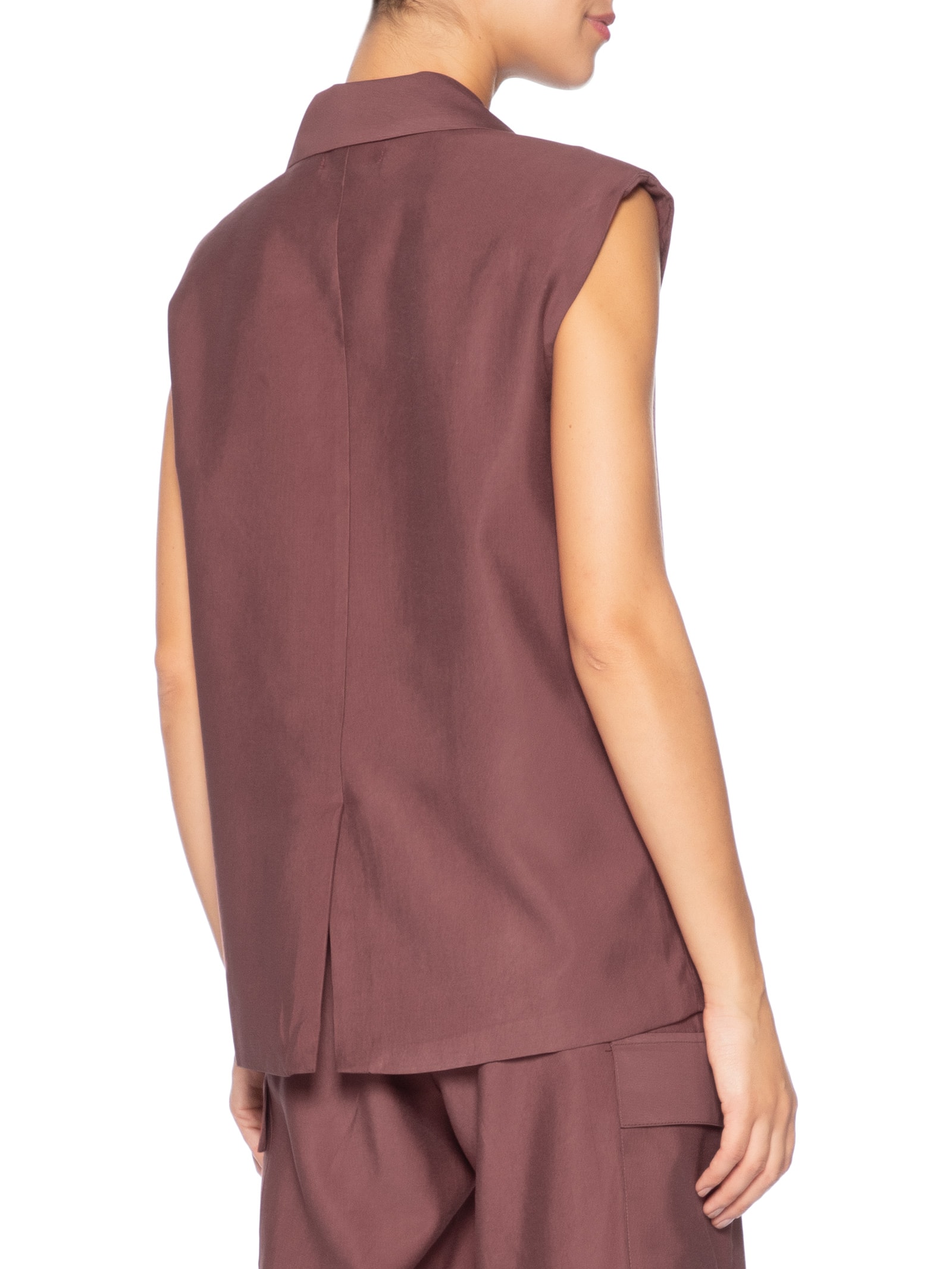 Colete Feminino Alfaiataria Estruturado Com Ombreiras Vermelho '2Essential