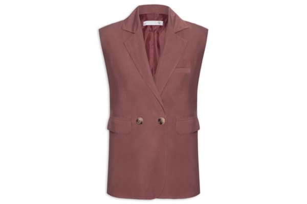 Colete Feminino Alfaiataria Estruturado Com Ombreiras - Vermelho