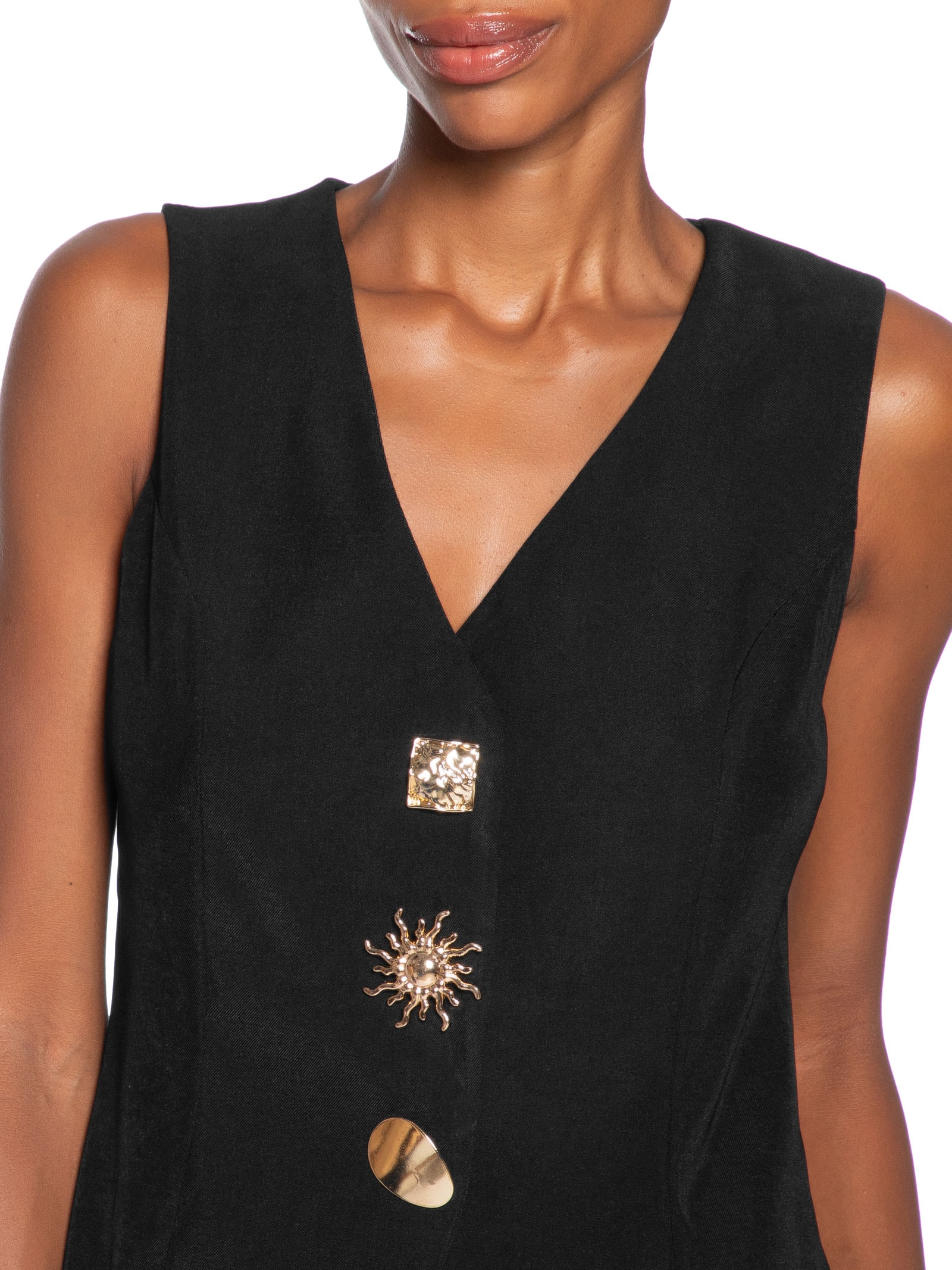 Colete Feminino Alongado Alfaiataria Preto '2Essential