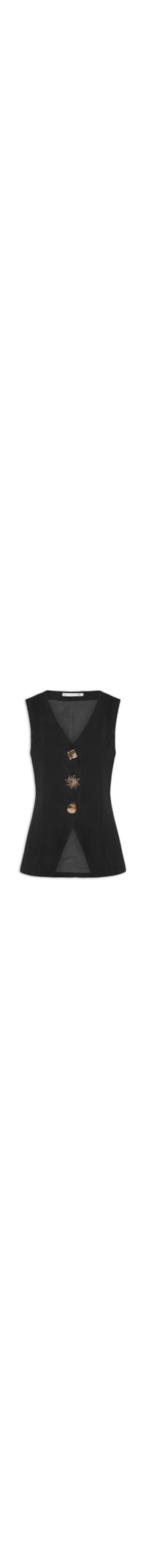 Colete Feminino Alongado Alfaiataria - Preto