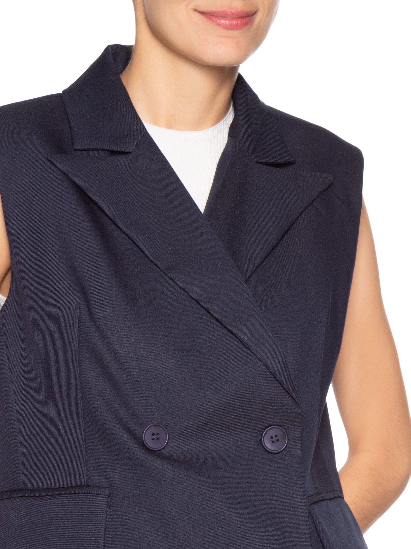 Colete Feminino Alongado Azul Basiq