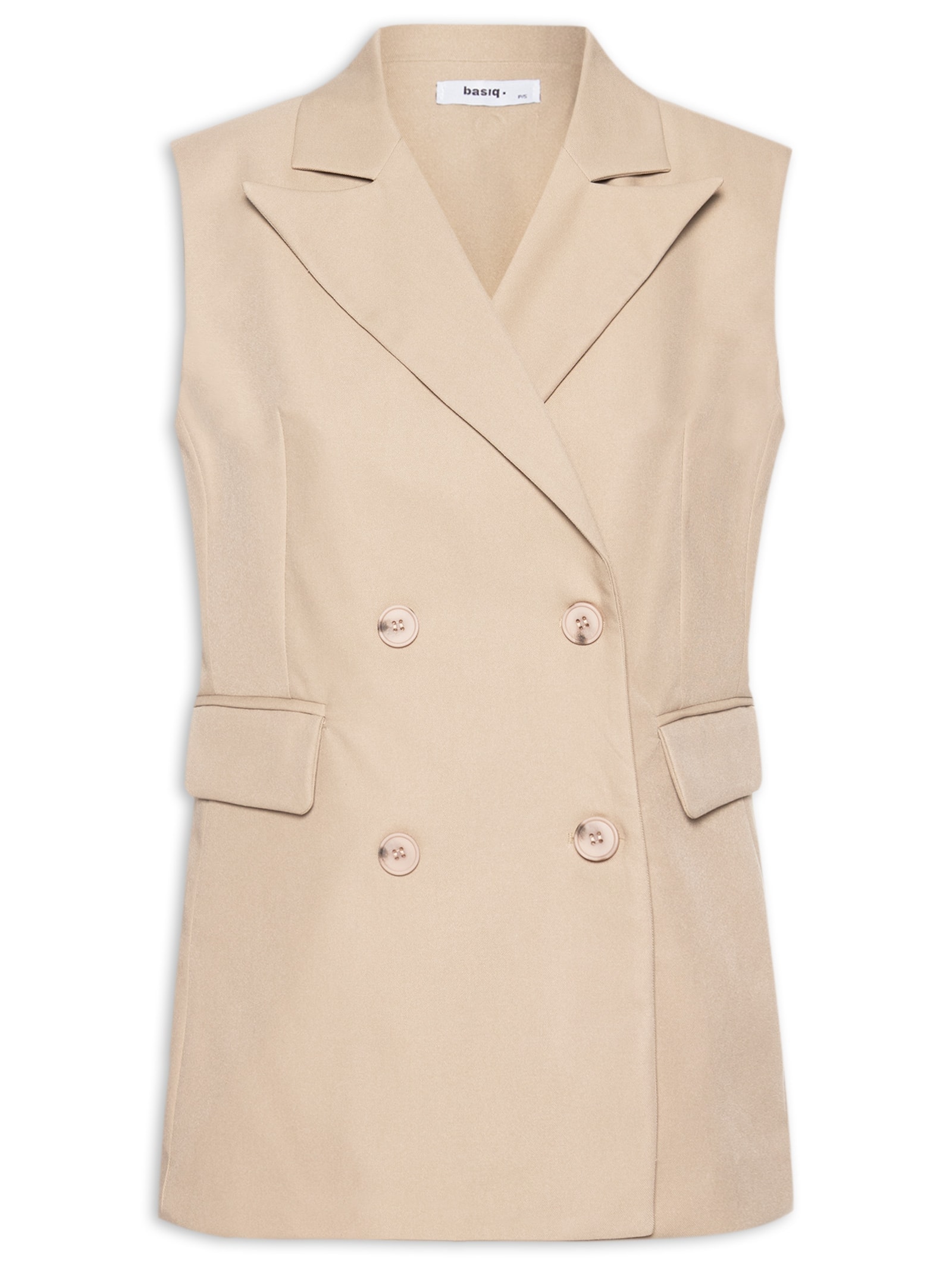 Colete Feminino Alongado Bege Basiq