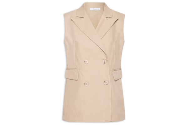 Colete Feminino Alongado - Bege