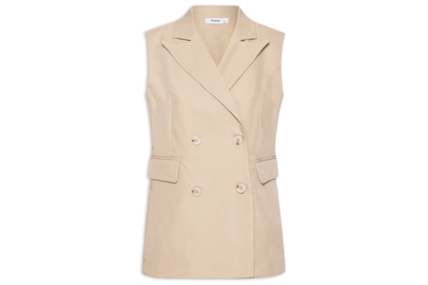 Colete Feminino Alongado - Bege