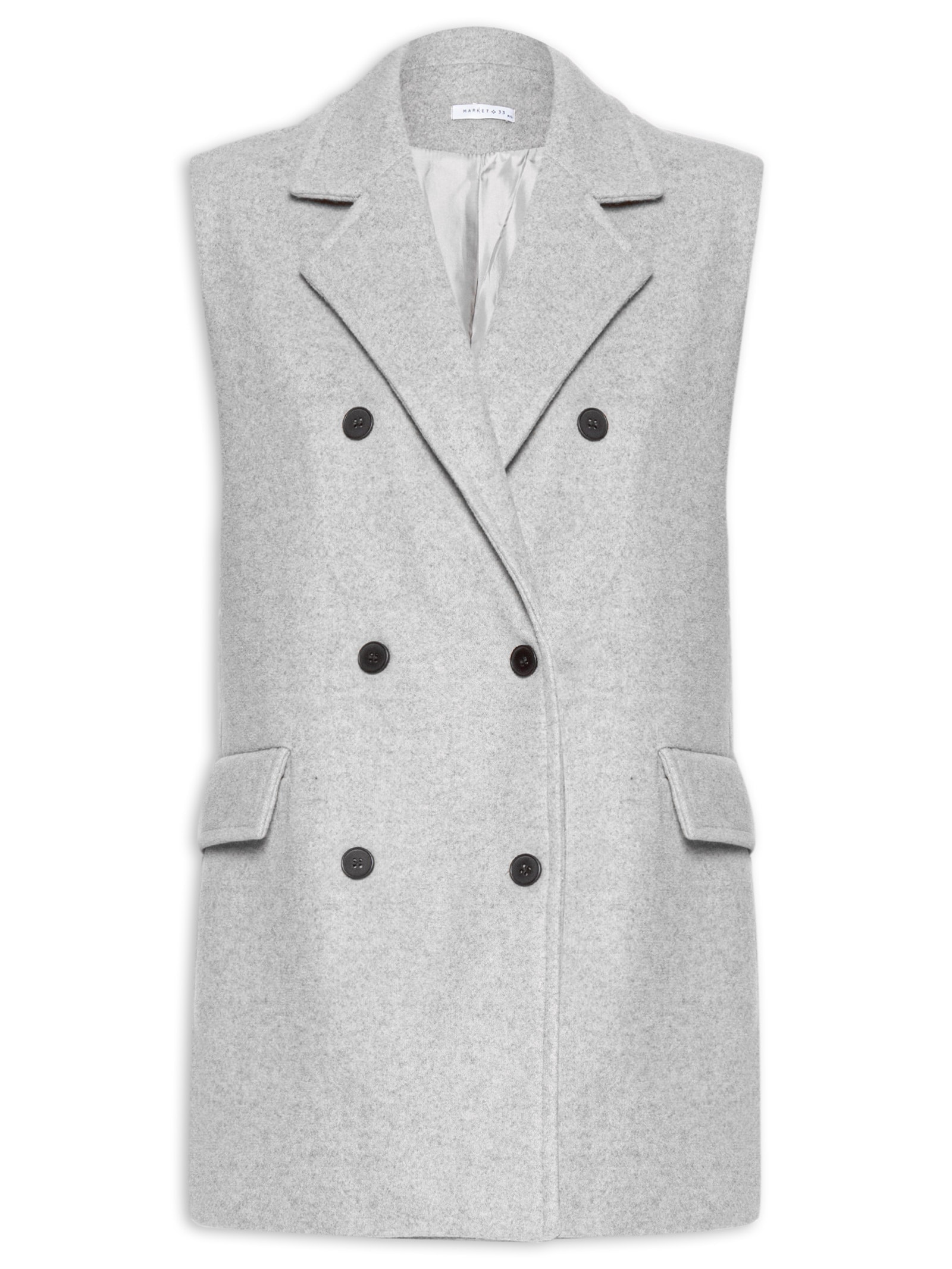 Colete Feminino Alongado Cinza Market 33