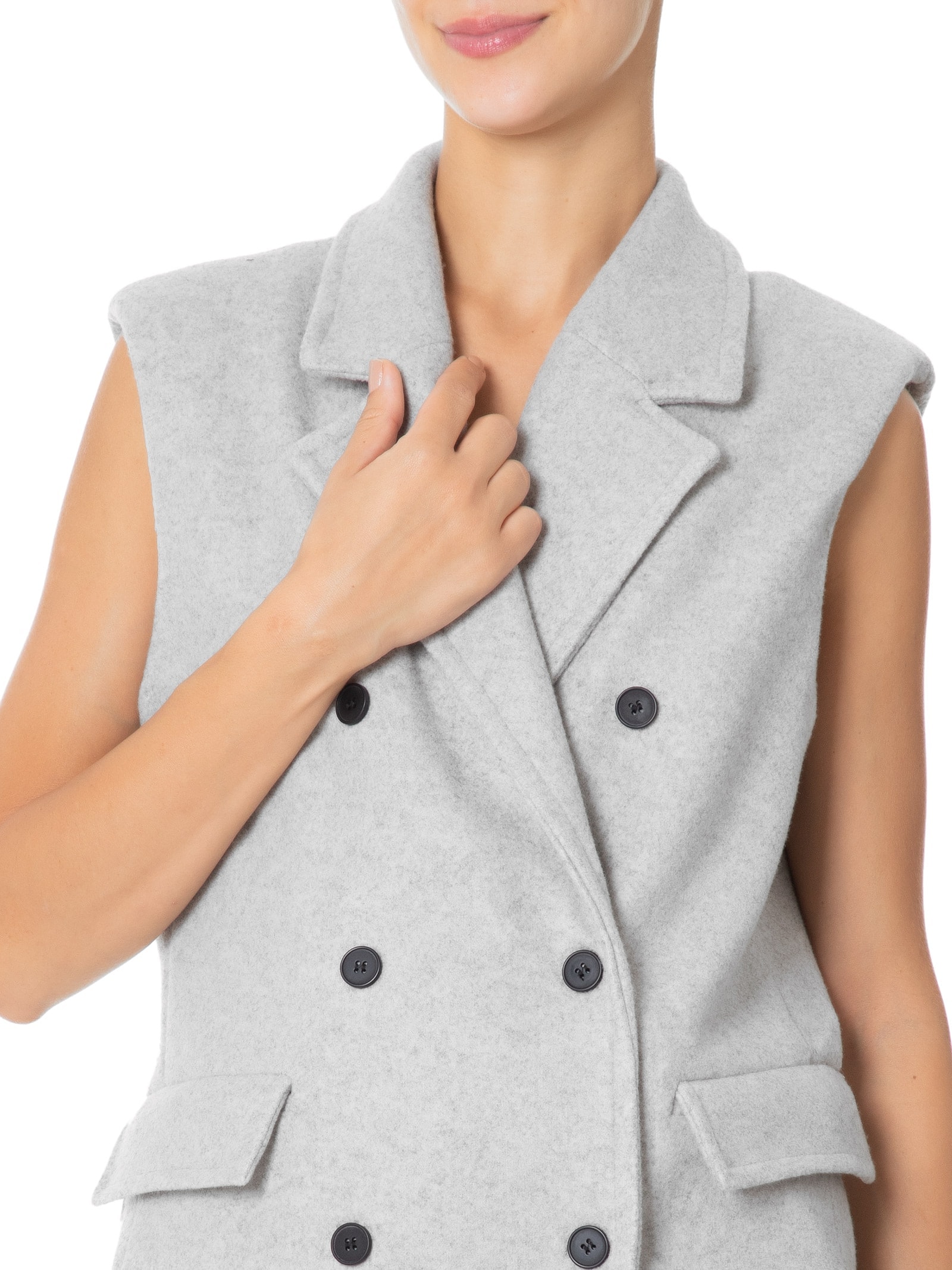 Colete Feminino Alongado Cinza Market 33