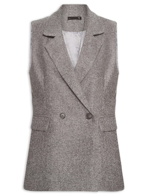 Colete Feminino Alongado – Cinza