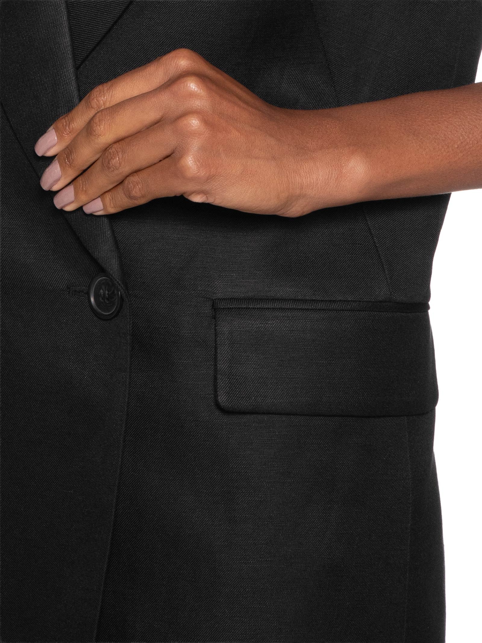 Colete Feminino Alongado Com Linho Preto Animale