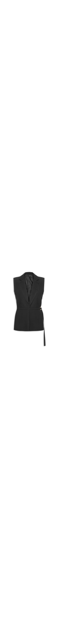 Colete Feminino Alongado Em Crepe - Preto