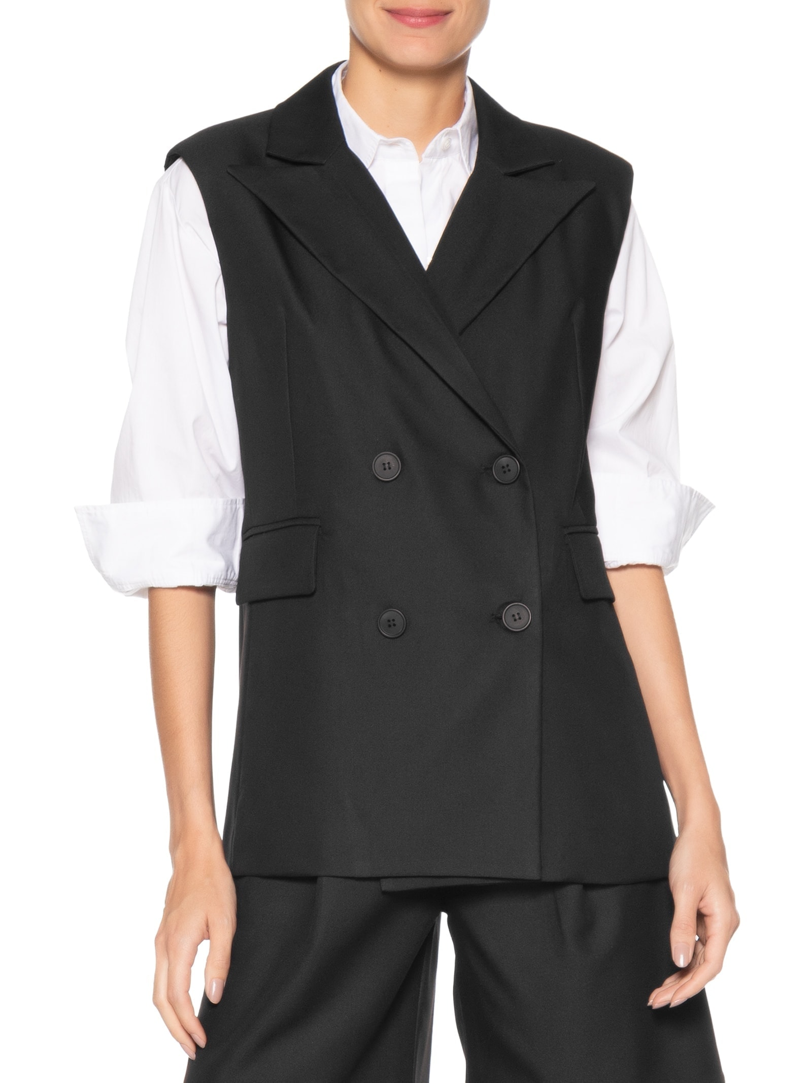 Colete Feminino Alongado Preto Basiq