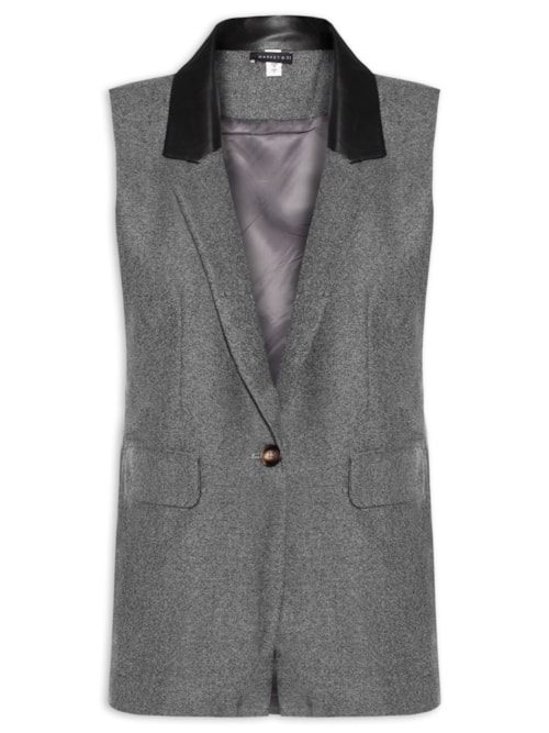 Colete Feminino Alongado – Preto
