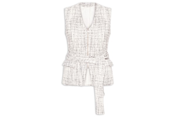 Colete Feminino Amplo Em Tweed - Off White