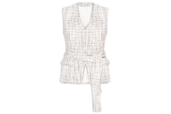 Colete Feminino Amplo Em Tweed - Off White