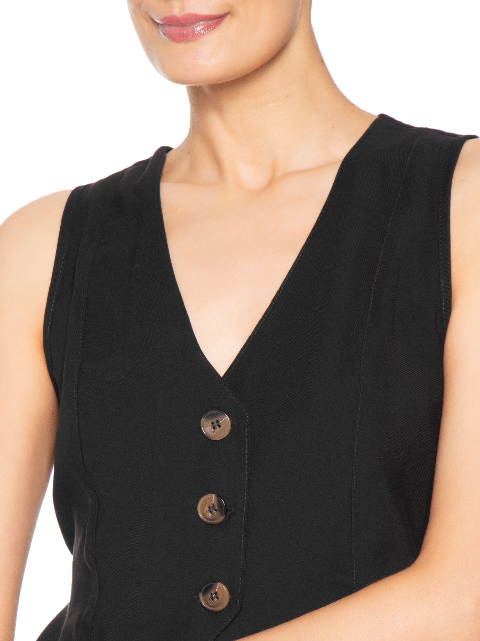Colete Feminino Básico Decote V Preto Basiq