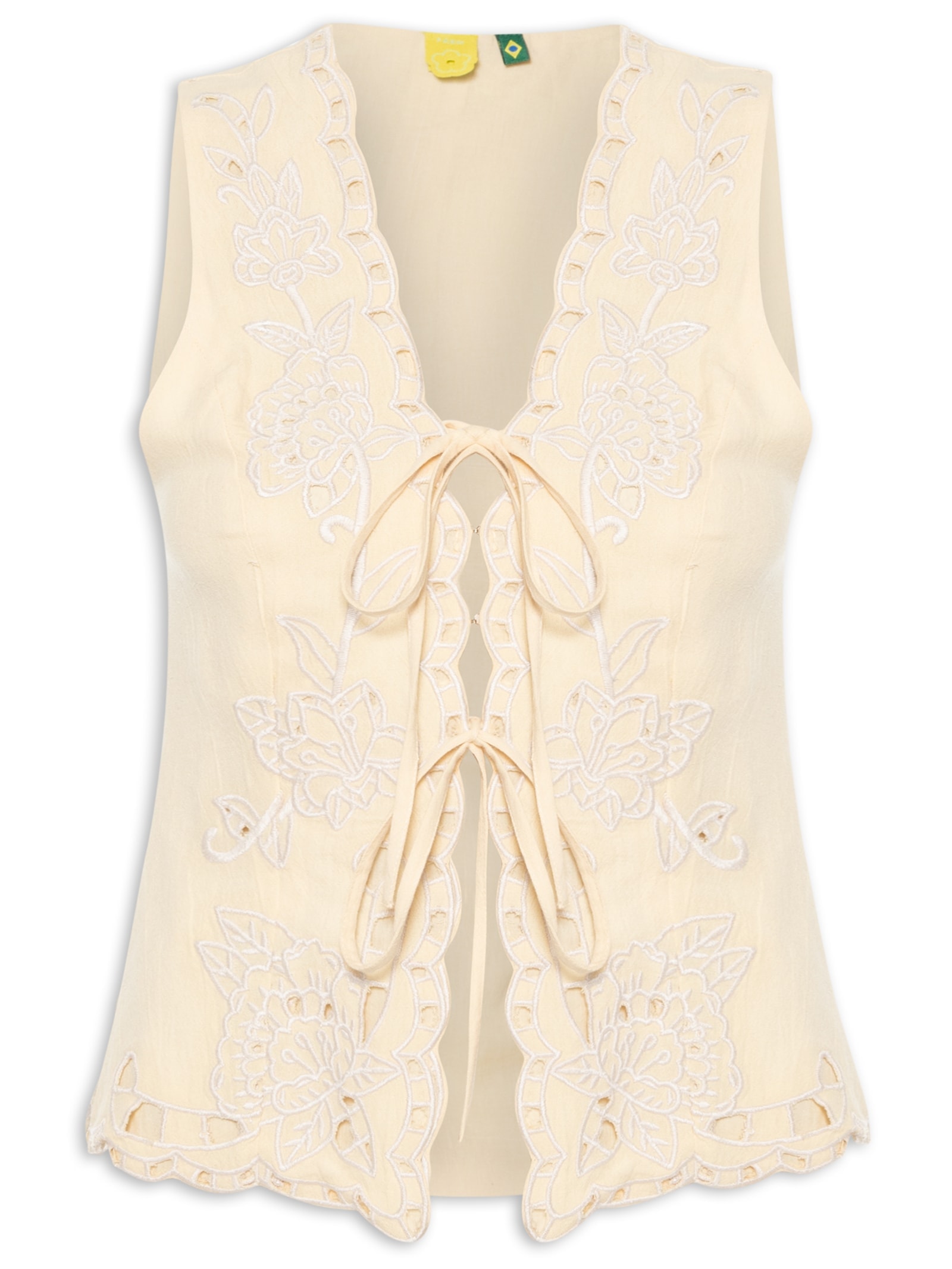 Colete Feminino Bordado Artesanal Amarelo Farm