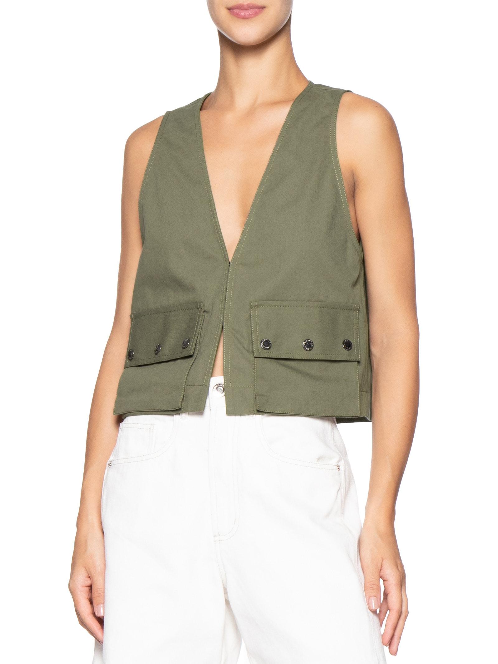 Colete Feminino Cargo Verde Animale Jeans