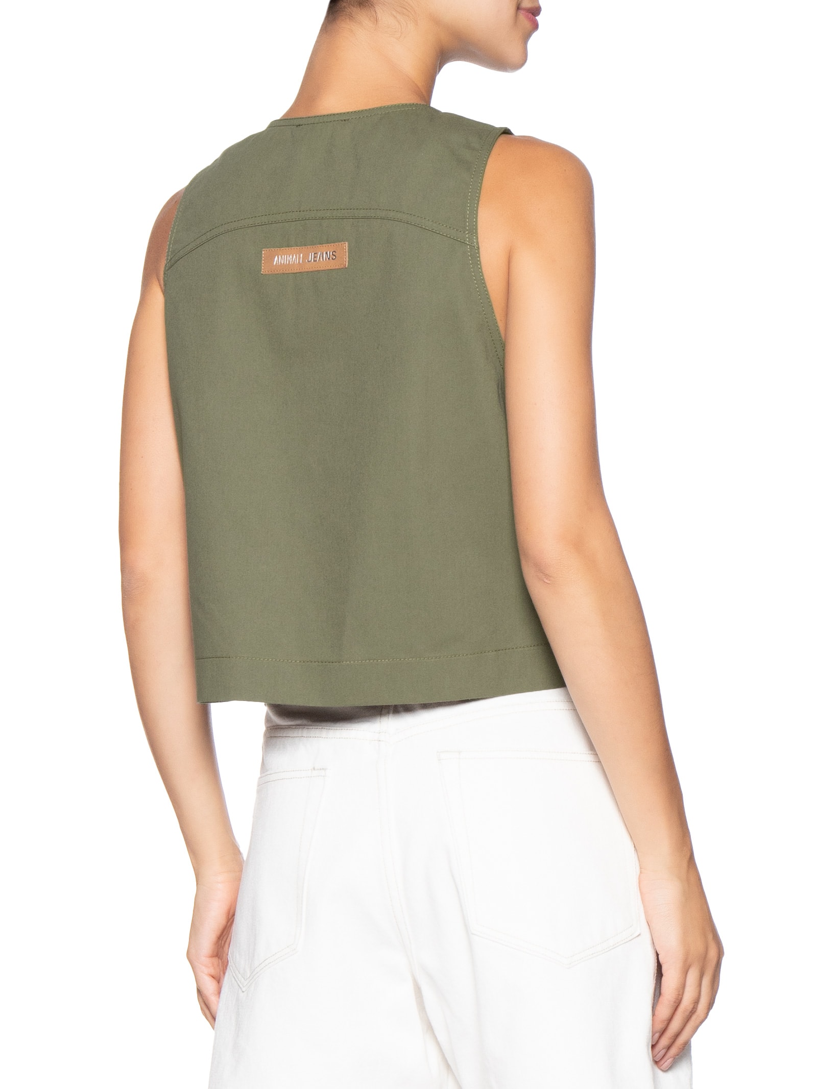 Colete Feminino Cargo Verde Animale Jeans