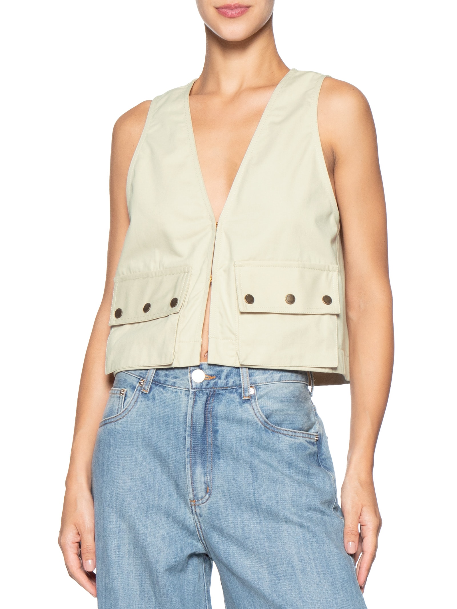 Colete Feminino Cargo – Bege Animale Jeans