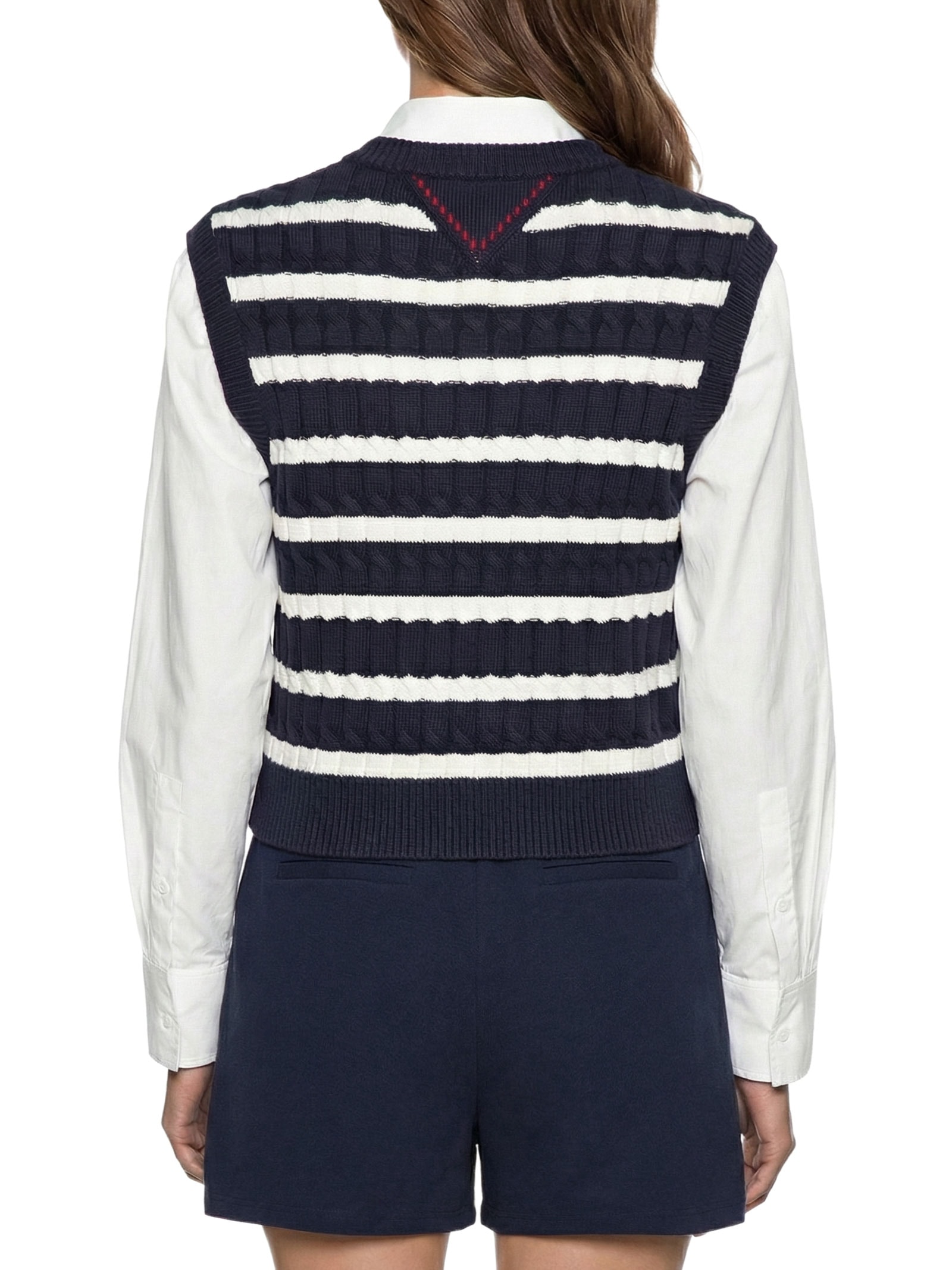 Colete Feminino Co Cable Mid V-Neck Vest Preto Tommy Hilfiger