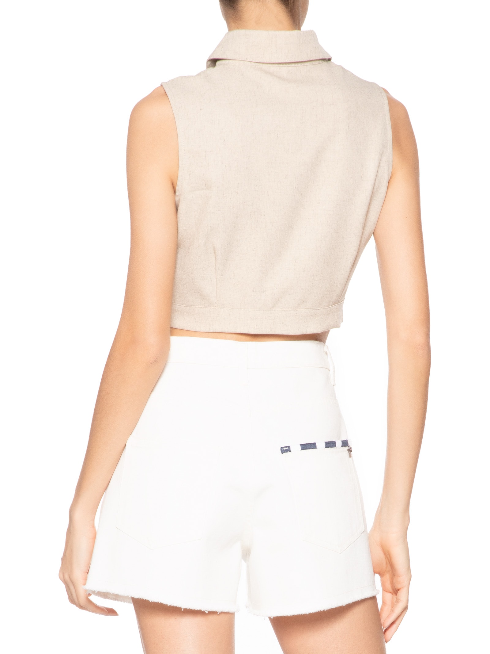 Colete Feminino Com Bolso Bege Basiq