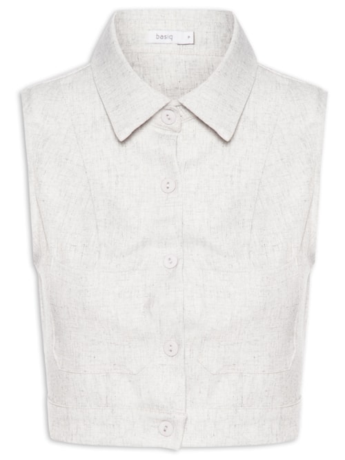 Colete Feminino Com Bolso – Cinza