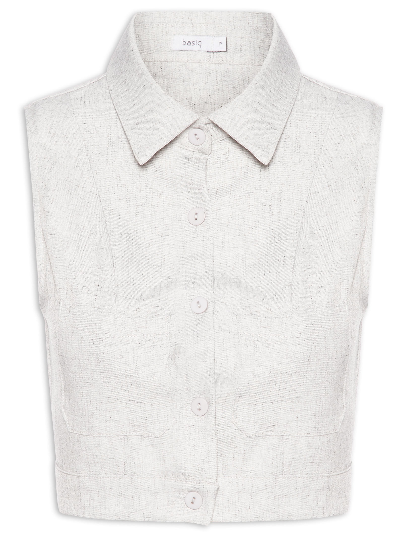 Colete Feminino Com Bolso Cinza Basiq