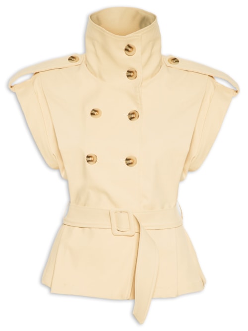 Colete Feminino Com Cinto - Bege